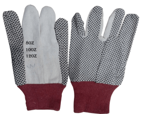 Cotton Dotted Gloves (Red Cuff)